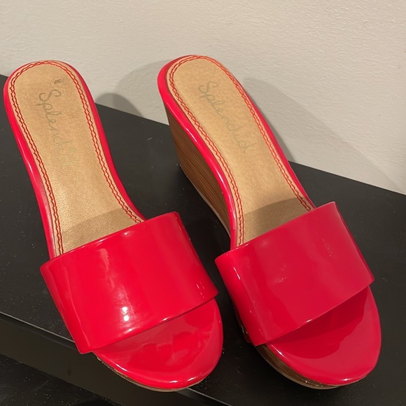 Splendid Greenville Red Faux Patent Leather Platform Sandals 7 - Picture 2 of 7